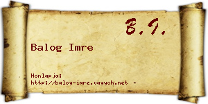 Balog Imre névjegykártya